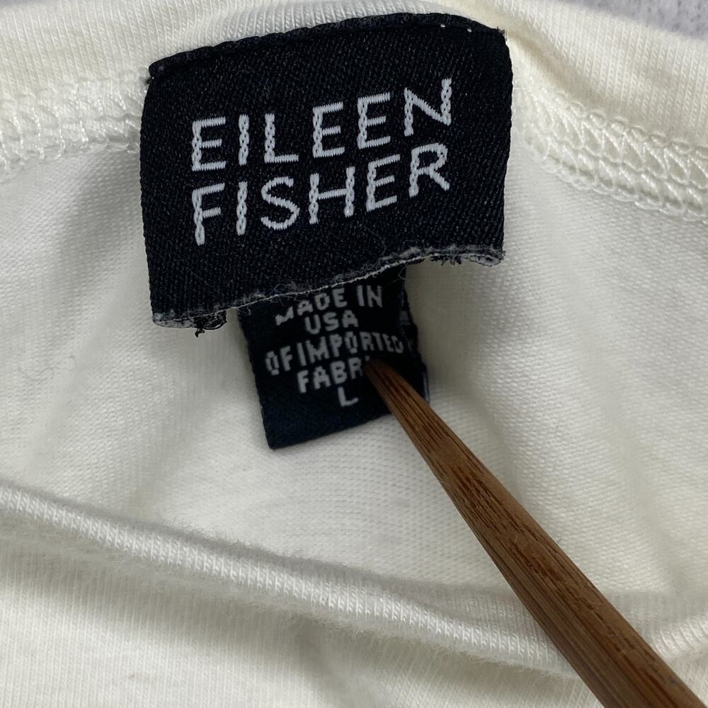 EILEEN FISHER Tank Top L Cotton Stretch Jersey Scoop Neck Camisole White USA - Picture 4 of 9